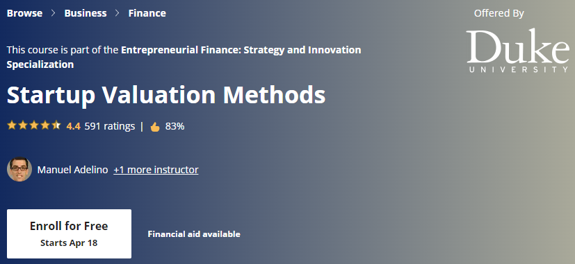 Startup Valuation Methods-Free Continuing Courses for Accountants