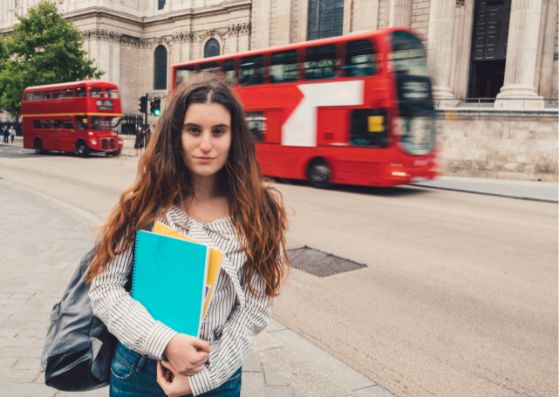 college student walking