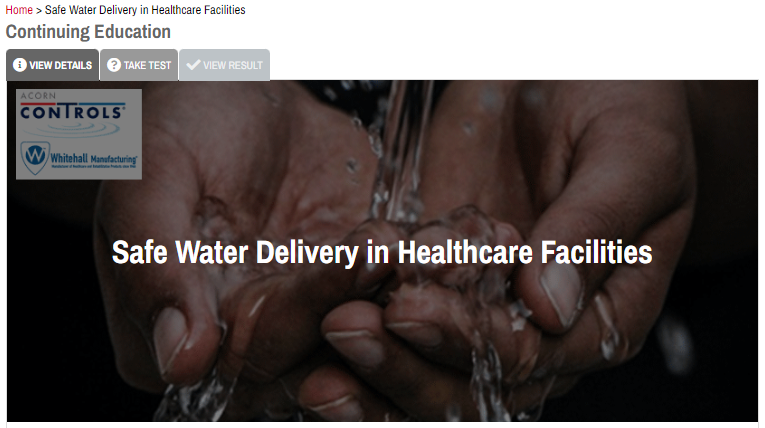 Safe Water Delivery in Healthcare Facilities