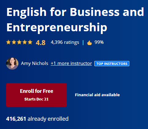English for Business and Entrepreneurship (Online Course)