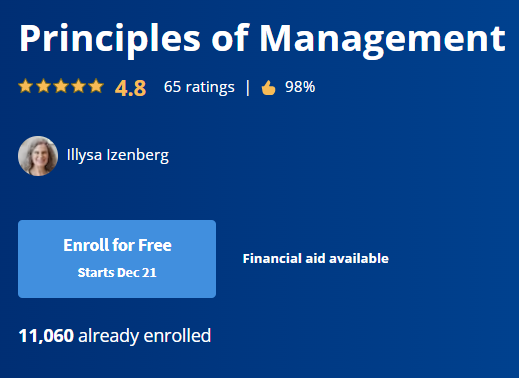 Principles of Management (Online Course)