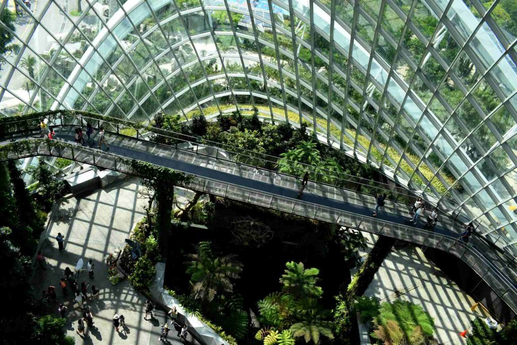 The stunning glass dome of the Cloud Forest at Gardens by the Bay