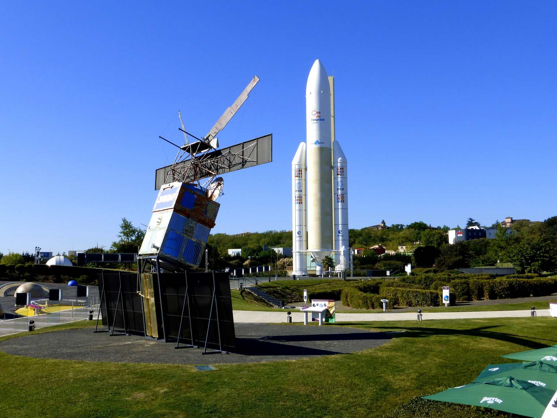 A white rocket launching pad station