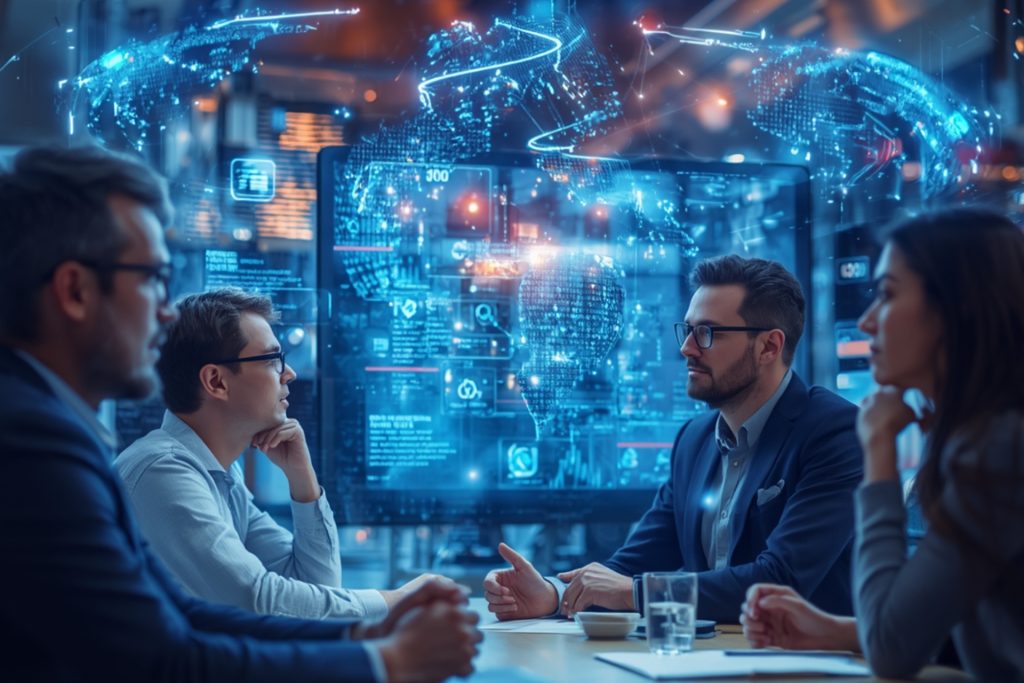 college professors discussing college curricula with AI