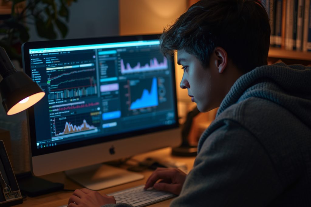 male college student using AI for assignments