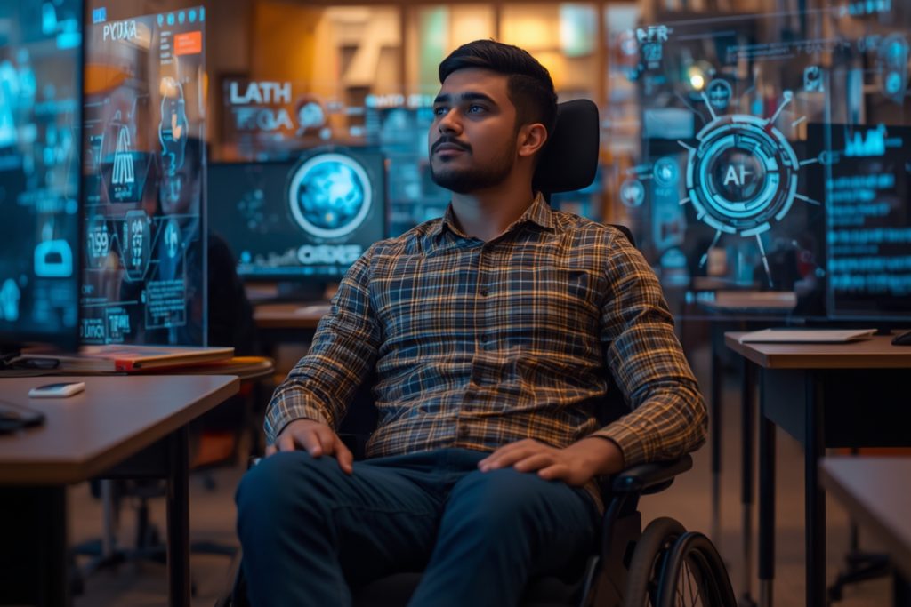 college student with disability with AI assistance
