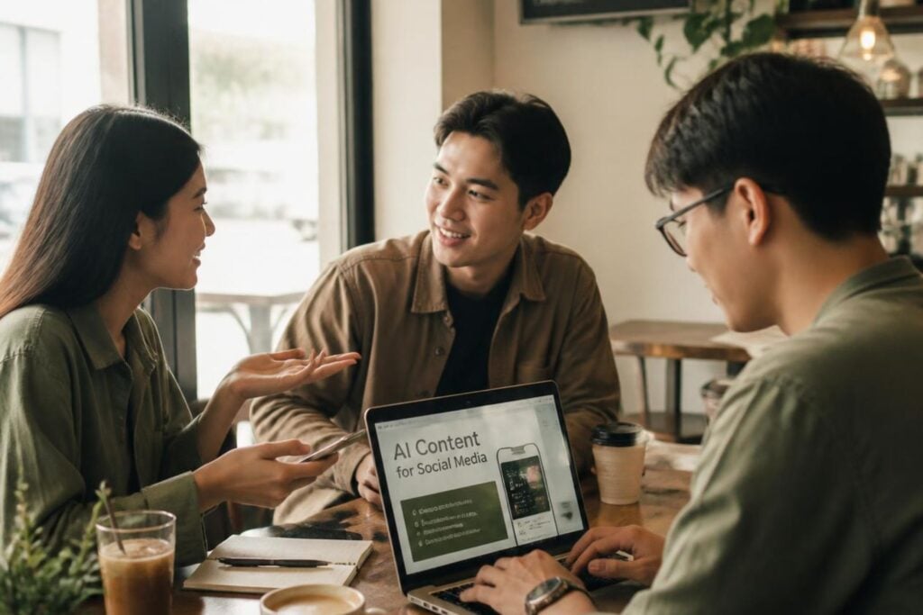 college students busy doing AI content for social media