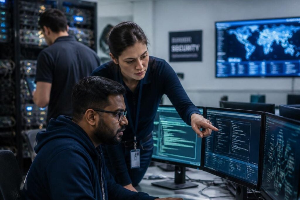cybersecurity personnel busy at work